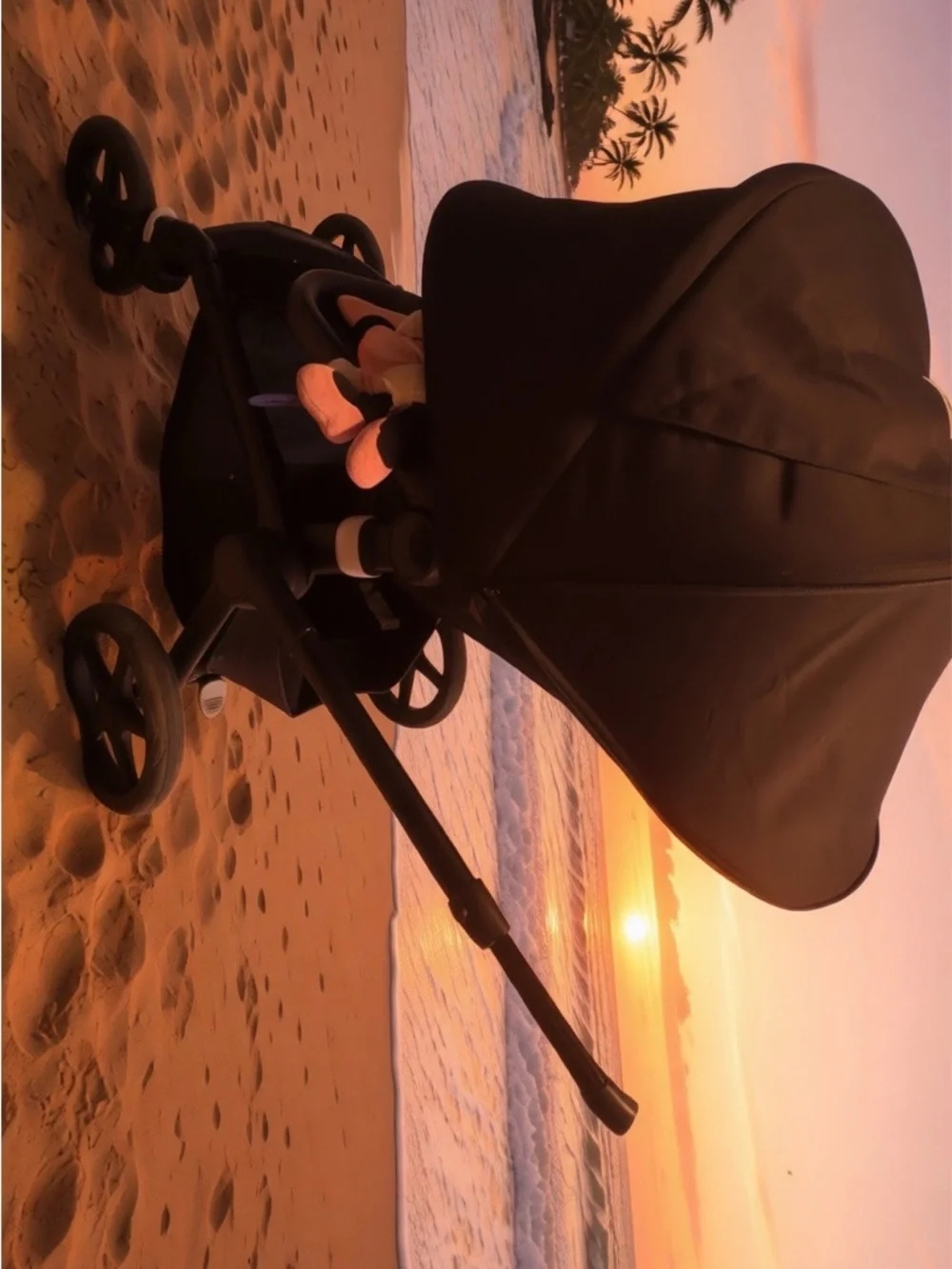 Children's Stroller Canopy Cover in Black with Pink Accent